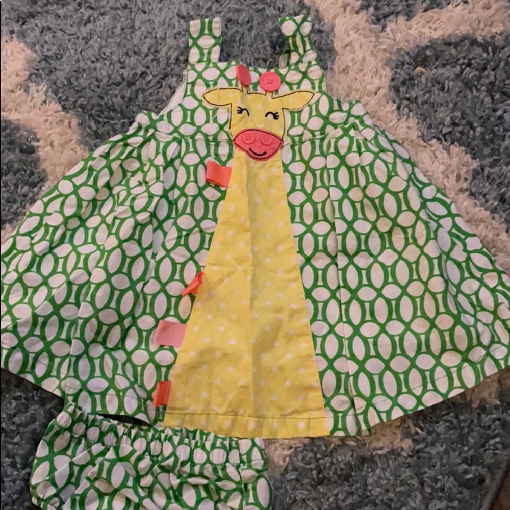 12 giraffe dress and bloomers